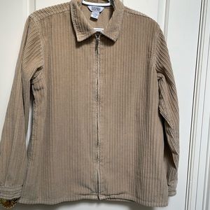 Northern Reflections sz M sand cord collared zip jacket - chore barn casual